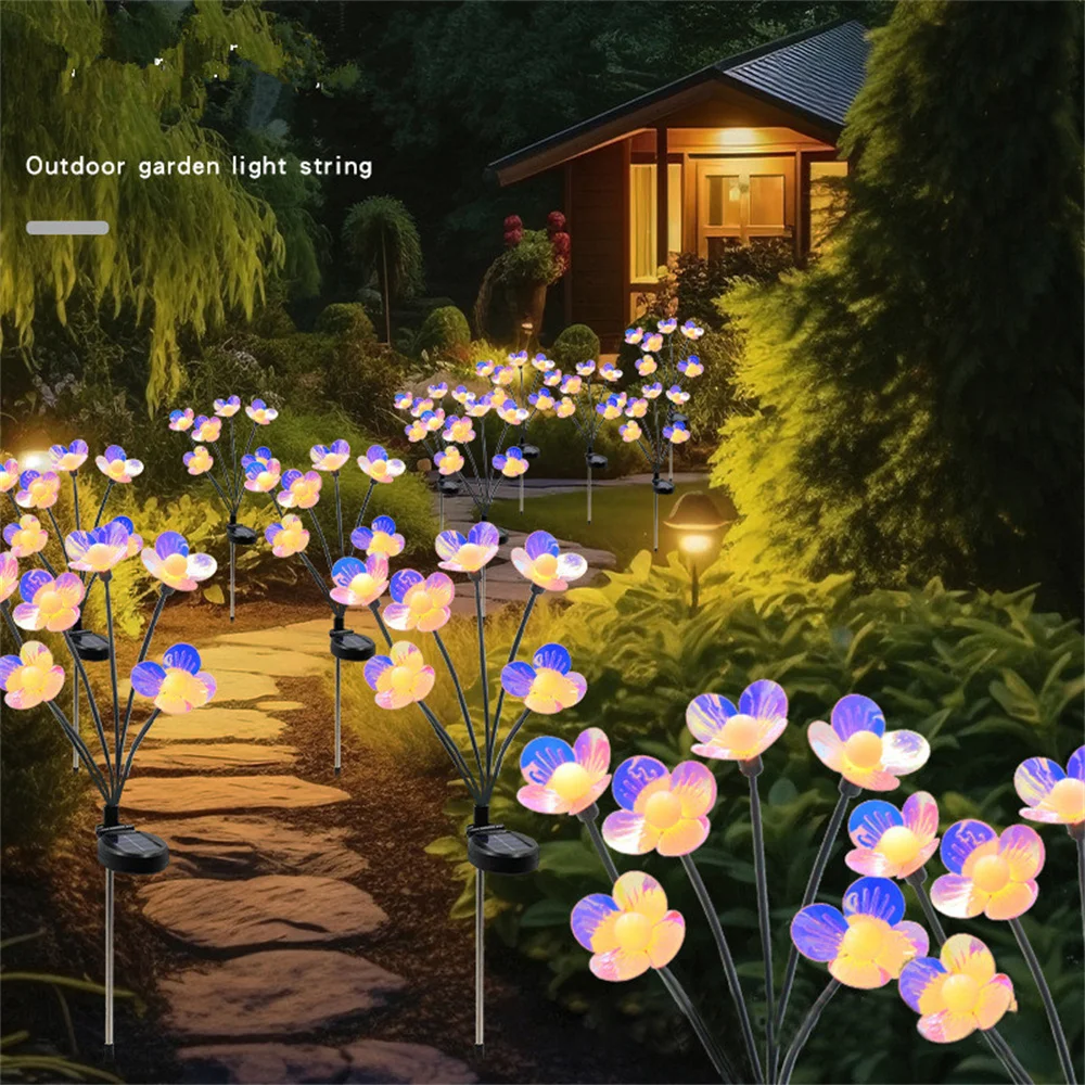 Lampes LED solaires en forme de fleur de luciole, imperméables, 2 modes, lampe de décoration, éclairage paysager pour jardin, pelouse, Patio, allée, 2 pièces