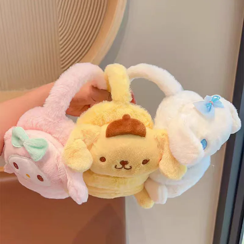 

Мягкие плюшевые теплые наушники для Kuromi Cinnamoroll Melody, милые наушники-ушанки, зимние уличные защитные наушники от холода, чехол для ушей, подарок