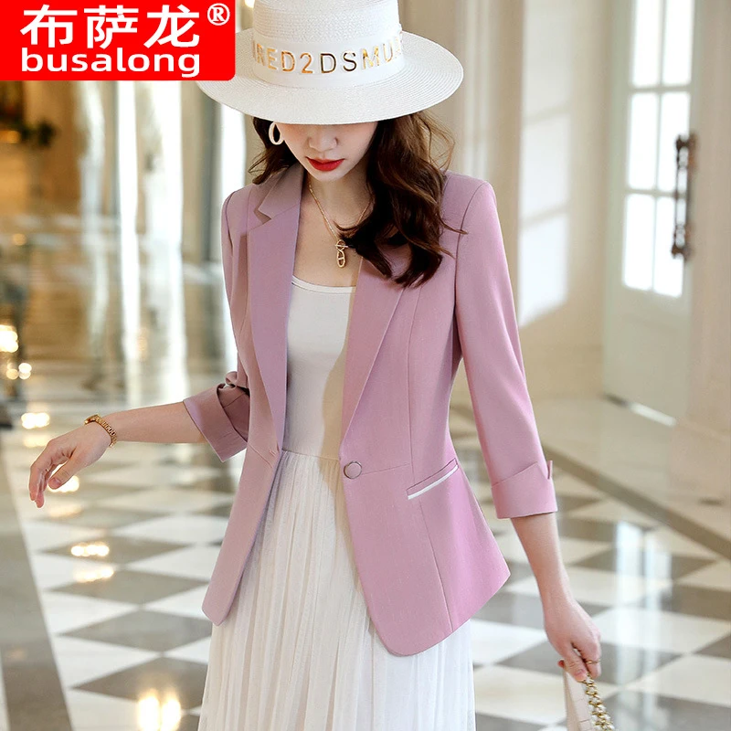 New style blazer with a business-like vibe, mid-sleeve professional suit jacket, formal women's single jacket workwear22802