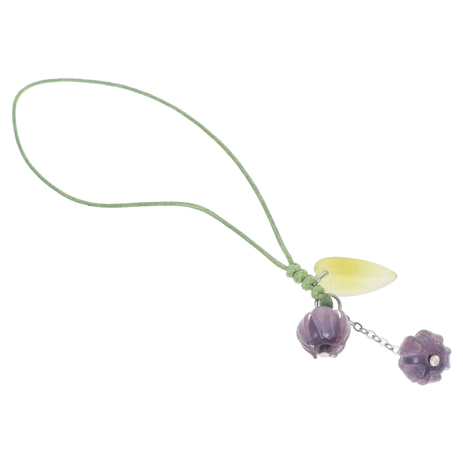 Purple Flower Keychain Phone Lanyard Charm Strap for Mobile Phone Camera Music Player U Disk Backpack Bag Pendant Decor