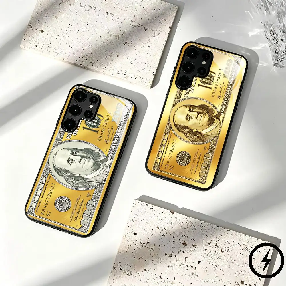 Golden Dollar Phone Case For Samsung S26 S25 S24 S23 S22 S21 S20 Plus Ultra Fold A Glass Magnetic Case