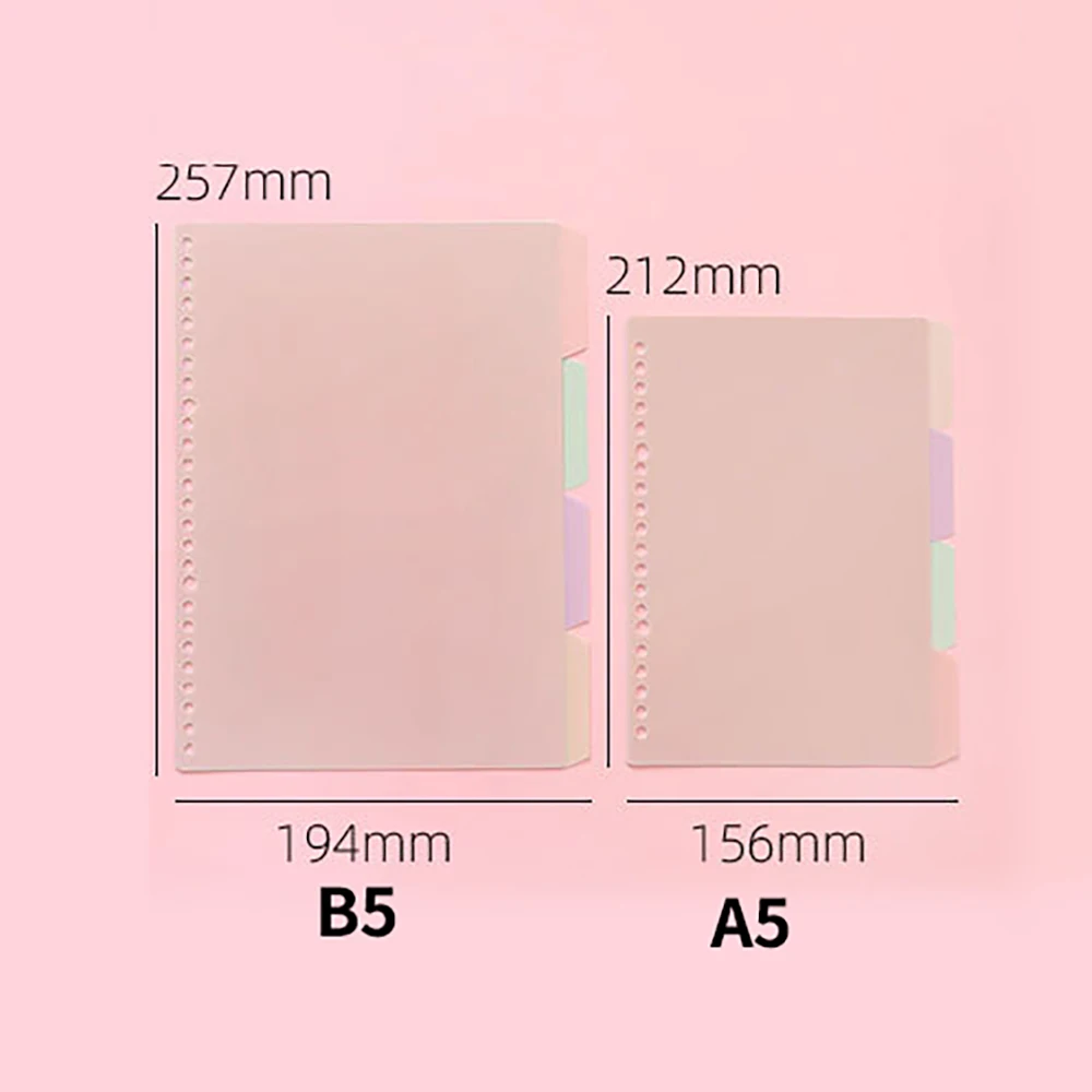 4 pçs/set 20/26 buraco b5 a5 fichário índice divisores página de índice para caderno de folhas soltas scrapbook papelaria escola material de escritório