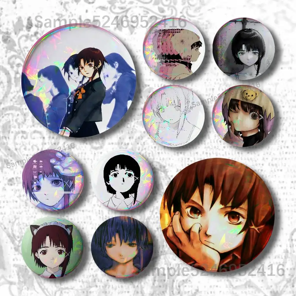 Lain S-Serial Experiments LainPilled Laser Badge Pins Brooch for Bag Clothes Hat Decor Gifts Fans Collect Accessories Lapel Pin