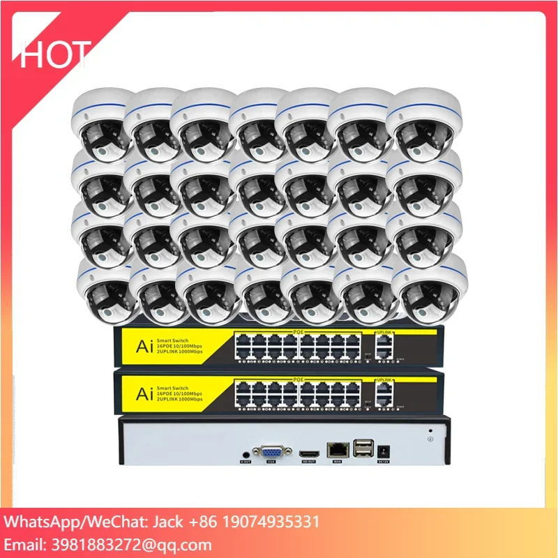 

Indoor & Outdoor 5MP 8MP 32CH Security Camera System 24pcs-32pcs PoE Dome Turret Cameras IP Wired Face Detection 32CH 4K NVR Kit