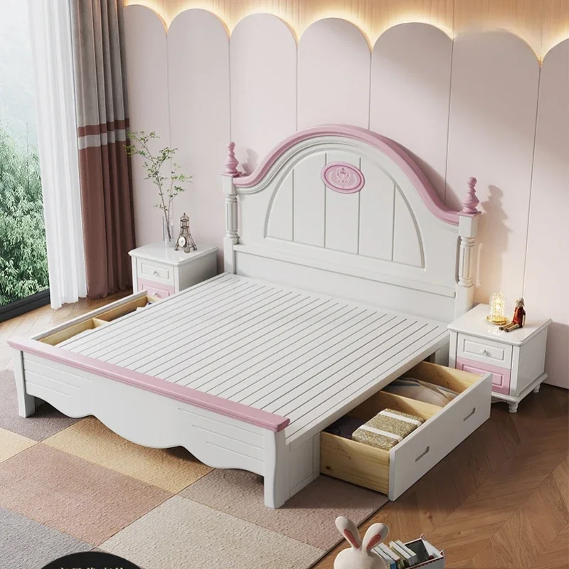 

Kids Bedroom Furniture Bed With Storage Boy Baby Bassinets Children's Alo Bunk Child Family Beds Twin Frame Handrail Safety