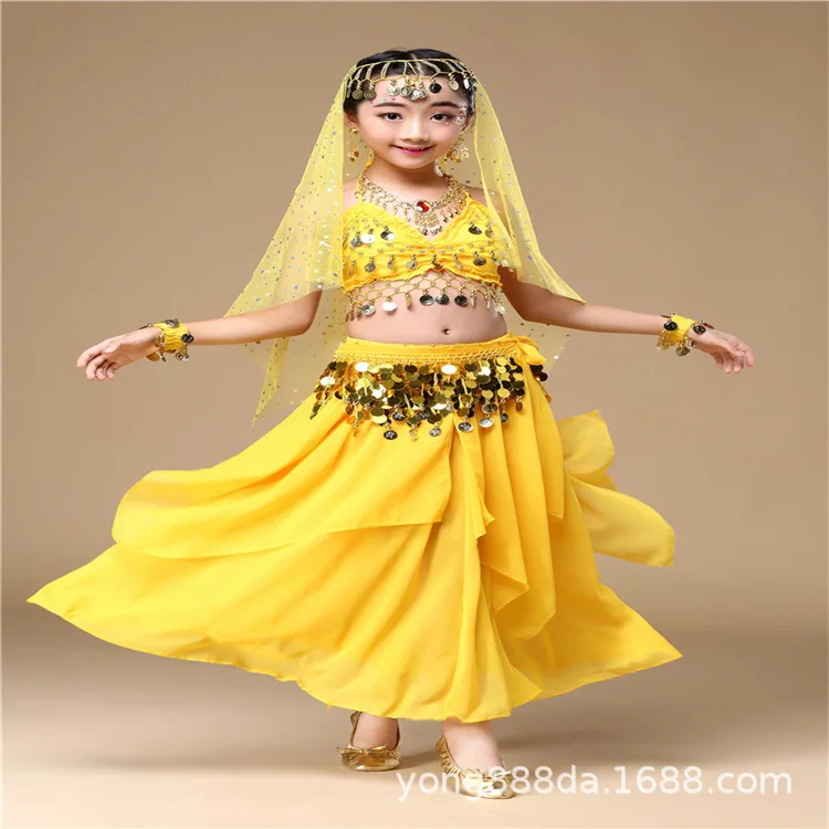 Conjunto de disfraz de danza india para niños, disfraz de danza, disfraz de danza del vientre para niños