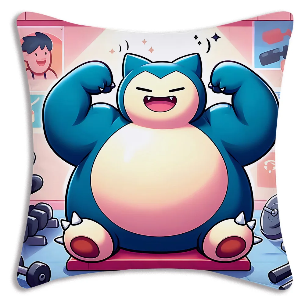 Cartoon Kawaii Snorlaxs Pillow Covers Cartoon Sofa Decorative Home Double-sided Printing Short Plush Cute Cushion Cover