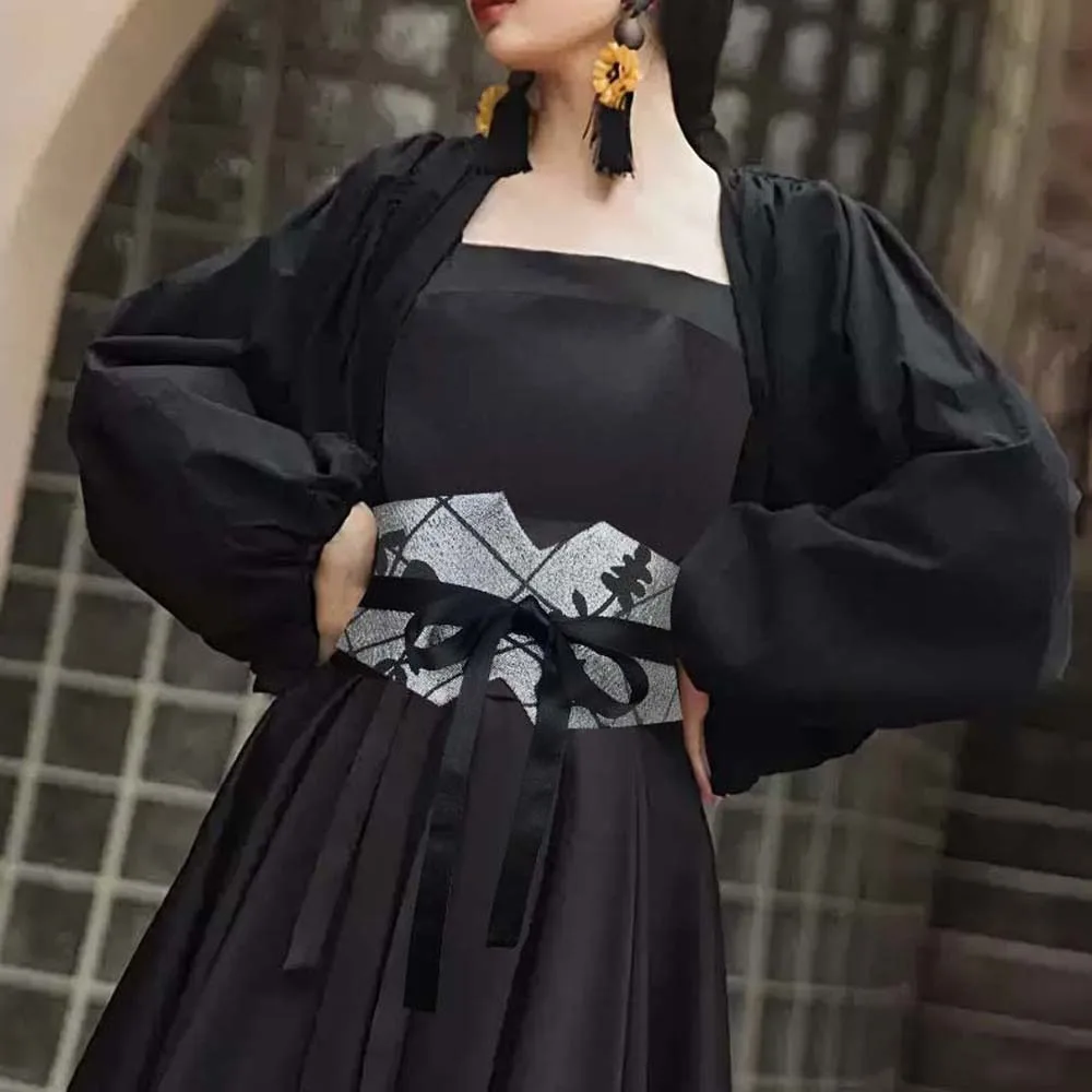 

Vintage Adjustable Chinese Wide Belt Printed Cloth Hanfu Cummerbunds Orchid Soft Ethnic Style Women's Belt Ornament