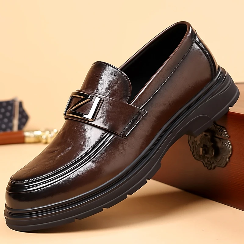 

Men's Business Casual Leather Slip-On Shoes British Style Office Shoes