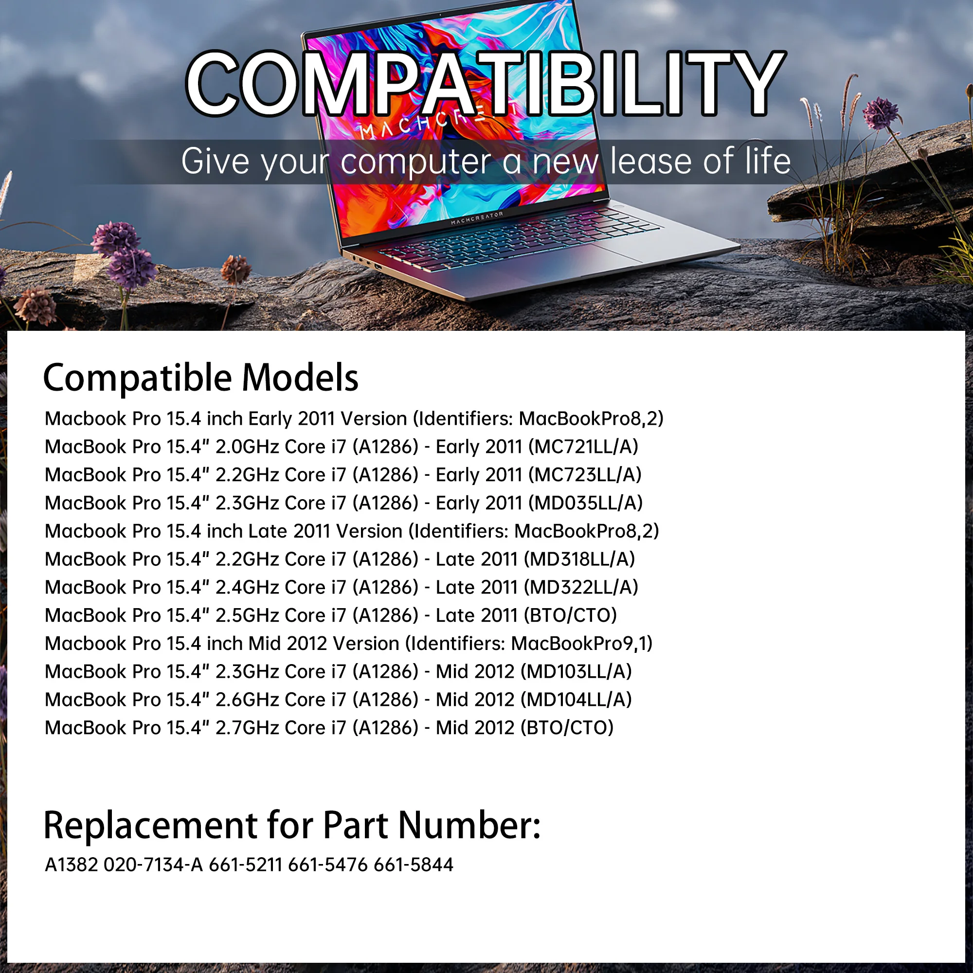 A1382 Laptop Battery For Apple Macbook Pro 15" A1286 2011 2012 Series, + free 2 pcs Screwdrivers