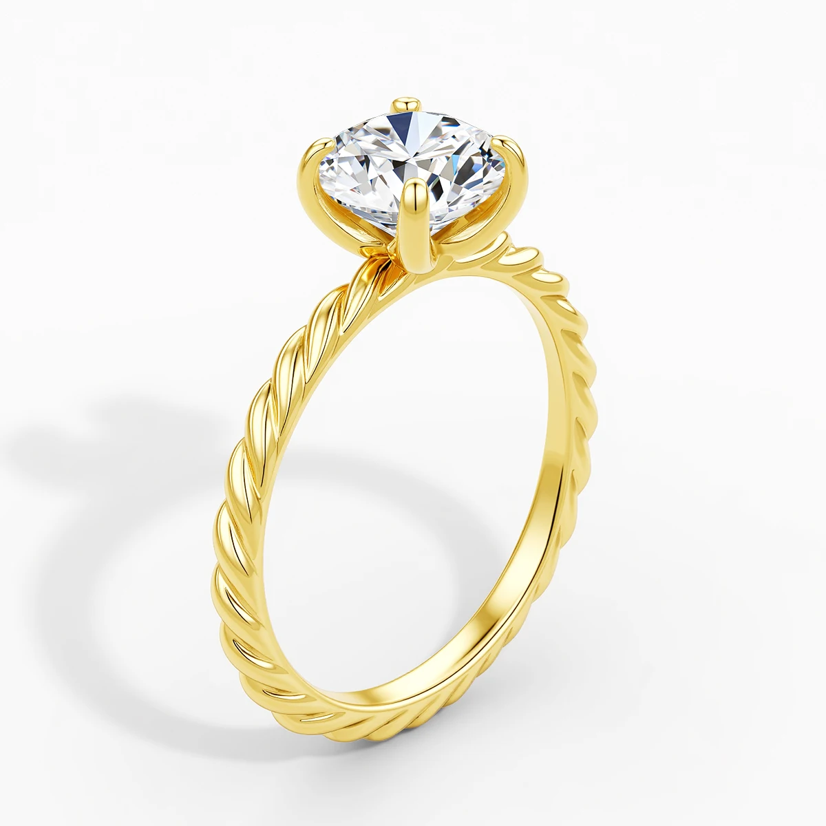 Pure 14k Gold Moissanite Bride Wedding Band Women Thread Twist Rings Engagement Jewelry Dazzling Lab Diamond Solitaire Ring