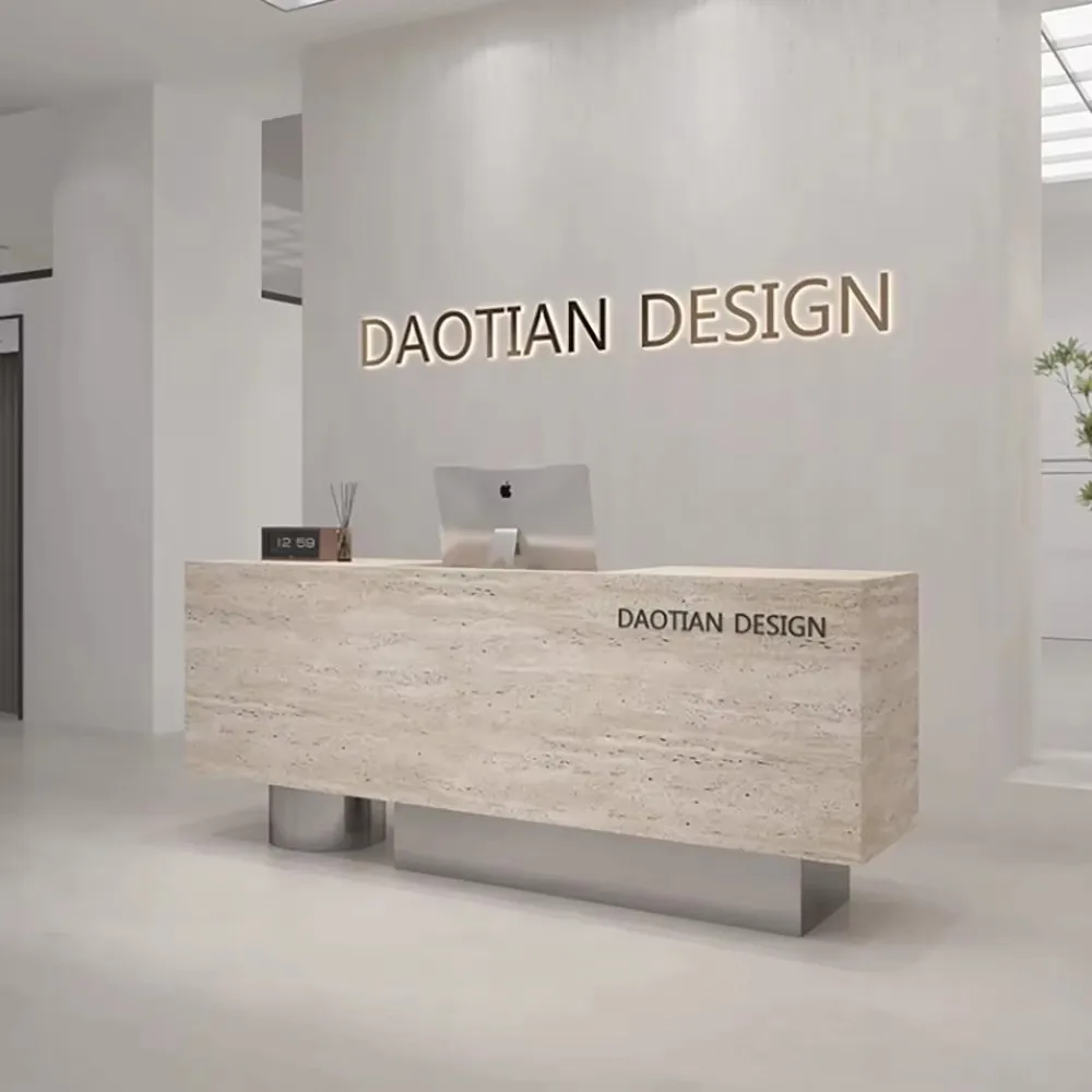 Elegant Nordic Bar Counter Cabinet Luxury Delicacy Nordic Glamour Reception Desks Elegant Unique Mostrador Commercial Furniture