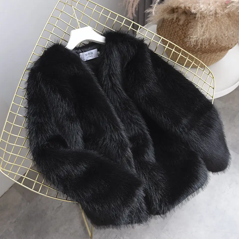 2023 Autumn Winter New Women Mid-Length Faux Fur Coat Loose Temperament Imitation Fox Fur Warm Outwear Fashion Casual Outcoat