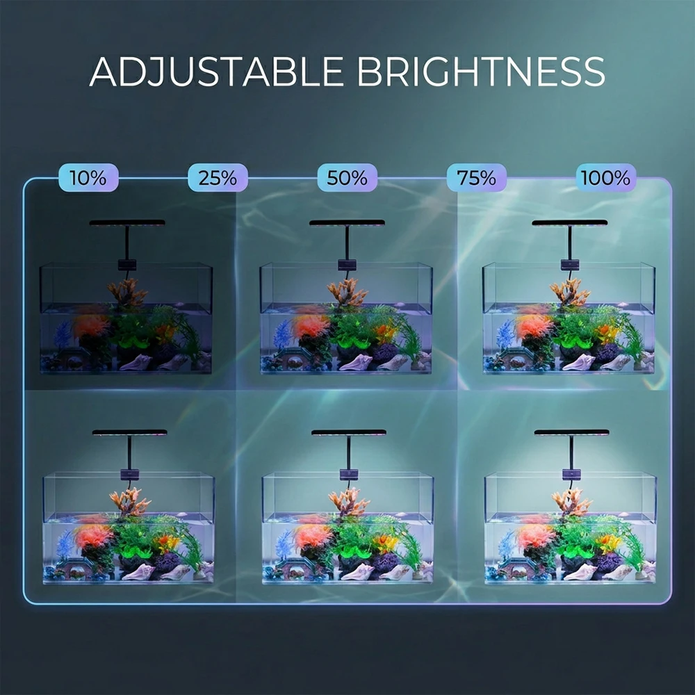 USB Aquarium LED Light Full Spectrum Aquatic Plant Grow Lamp Clip on Fish Tank Adjustable Brightness No flicker Lighting  9W/12W