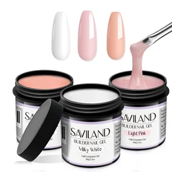 Saviland 100g Builder Nail Gel White Nude Pink Nail Extension Gel Multifunctional Nails Art Gel Polish Soak Off UV for Salon DIY