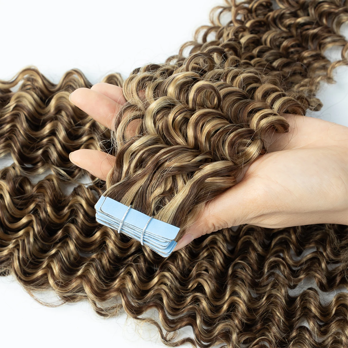 

P4-27 Лента с глубокими волнами для наращивания волос, человеческие волосы, кутикула, лента Remy для наращивания, 14-24 дюйма, 20 шт., лента для наращивания волос на волосах