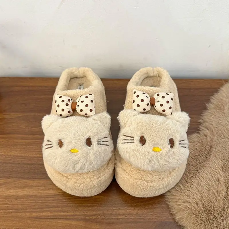 

Зимние женские тапочки Sanrio Hello Kitty Y2K, милые мультяшные домашние нескользящие тапочки, повседневная теплая обувь для студентов, подарок для дома и улицы