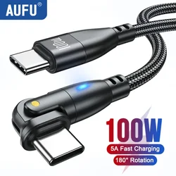 AUFU 5A USB C 타입 to USB C 케이블, 아이폰 15, 리얼미, 삼성 S23, 맥북 PC용, PD 고속 충전 와이어, 100W