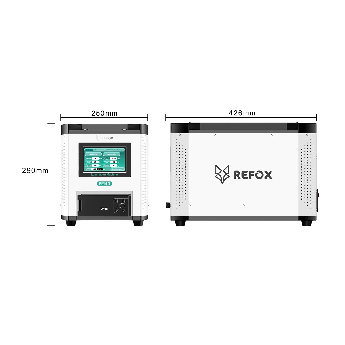 REFOX FM40 5in1 Desktop Lamination Machine for Phone Tablet Curved/Flat Screen Refurbish built in Air Compressor and Vacuum Pump