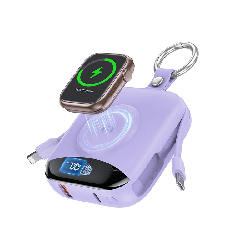 

10000mAh Portable Power Bank with 22.5W PD Fast Charging USB C Cable for iPhone 17 Samsung Magnetic Wireless Charger for iWatch