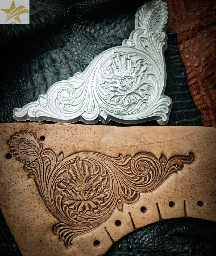 

3D Floral Acanthus Corner Leather Embossing Stamp Logo Tool, Aluminum Alloy Leather Carving Stamper Pressing Mol