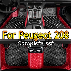 Car Floor Mats For Peugeot 208 A9 2012~2018 Carpets Luxury Leather Mat Durable Rugs Anti Dirty Pad Set Car Accessories 2013 2014