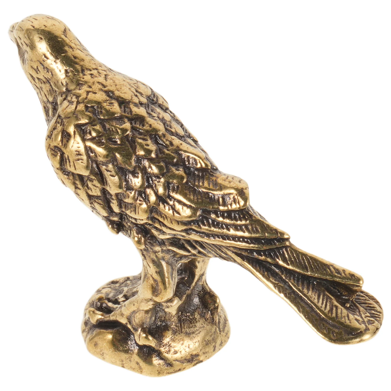 

Small Brass Crow Sculpture: Vintage Style Metal Bird for Desktop Tabletop Decor - Retro Home Decoration Accent Item