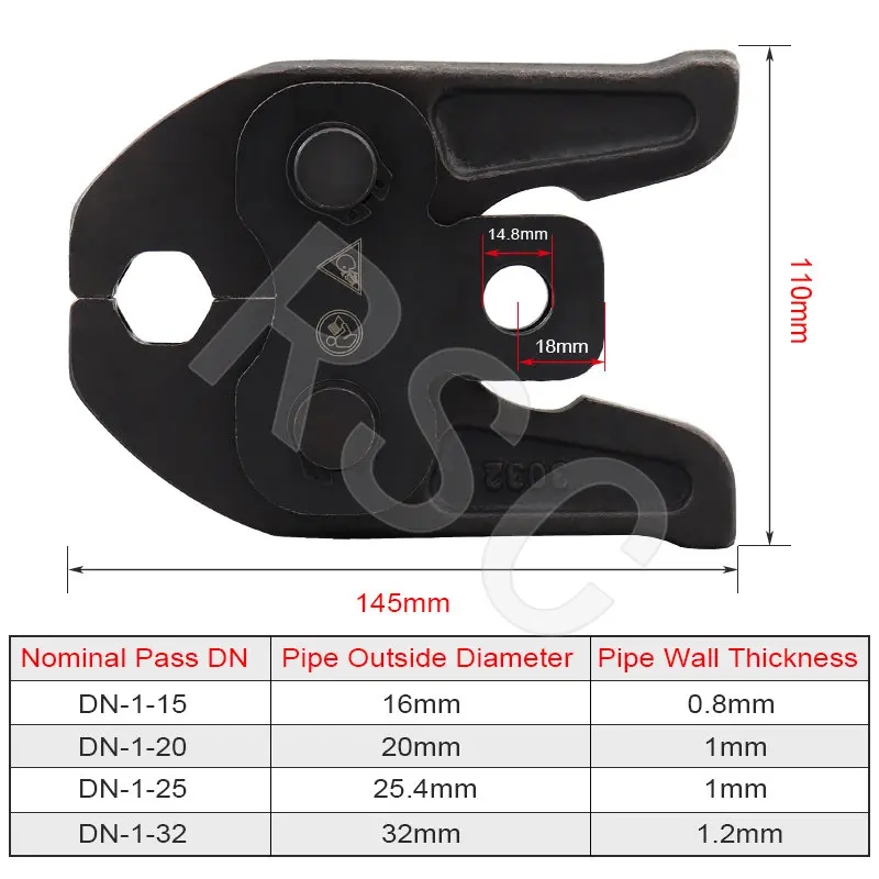 Stainless Steel Pipe Crimping Tools Pipe Crimping Pliers Head DN-15.20.25.32 Used for Crimping Stainless Steel Pipes