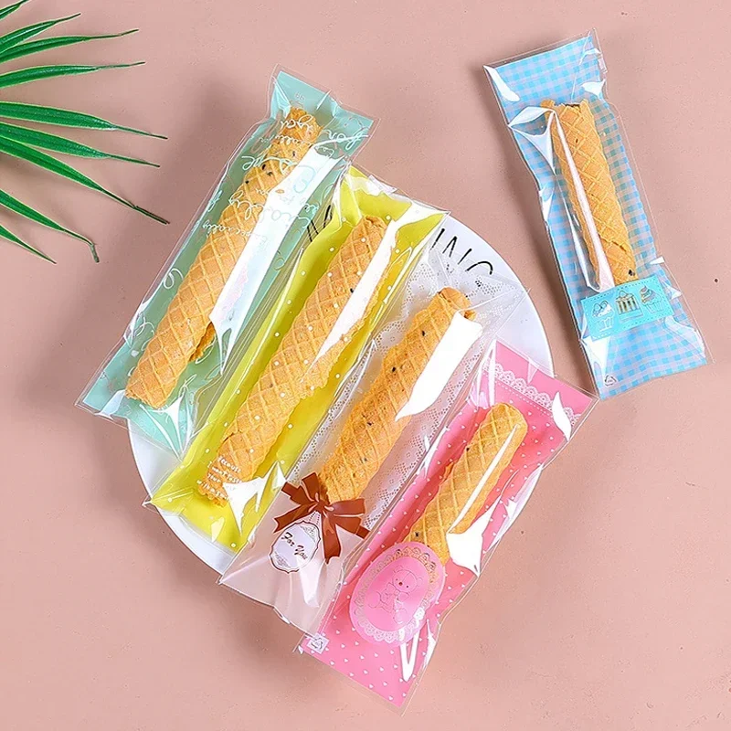 100pcs Finger Biscuit Packaging Bags Lollipop Candy Cookie Plastics Bag Self Adhesive Gift Pouches Wedding Birthday Party Favors