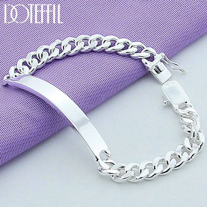 

DOTEFFIL 925 Sterling Silver 8mm Smooth Sideways Bracelet For Men Woman Charm Wedding Engagement Party Fashion Jewelry