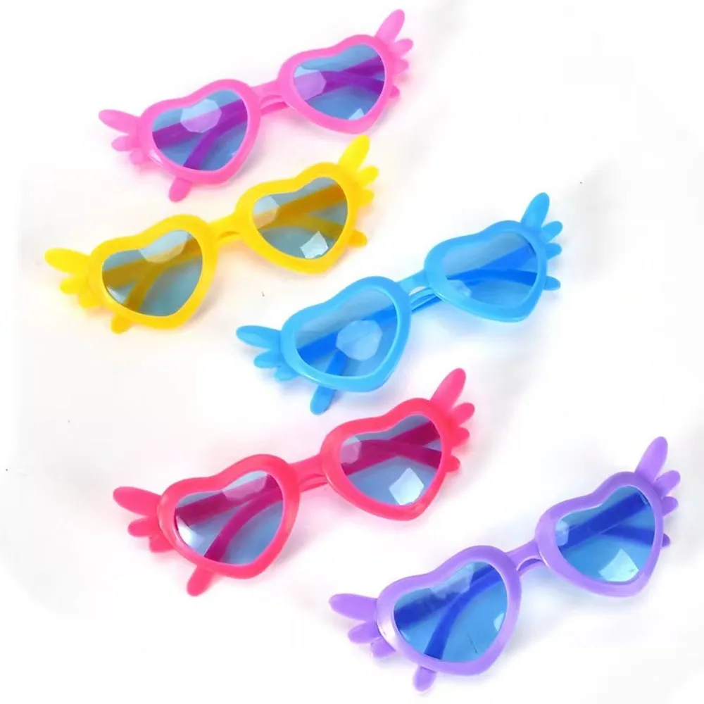 

2 шт./компл. солнцезащитные очки в стиле ретро, крутые очки, разноцветные модные стили, мини-пластиковые очки в форме сердца, круглая оправа в стиле ретро