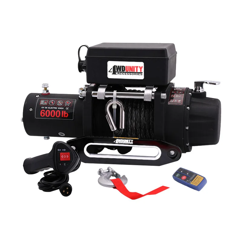 للبيع بالجملة 6000 رطل ونش السيارة على الطرق الوعرة ونش كهربائي رافعة ATV الألياف حبل ونش كهربائي #5