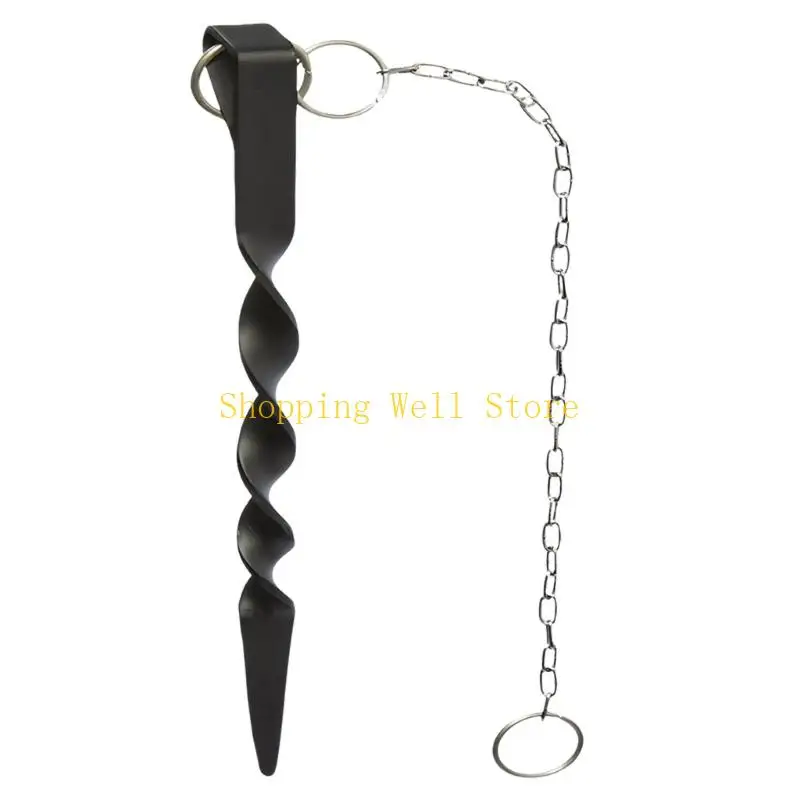 KX4B Protective Finish Dark Rain Chain Ground Stake With Curved Tip And Durable Metal Build For Outdoor Placement