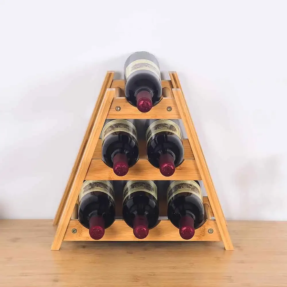 Manufacturer Custom Wine Shelf Holder Display Storage Wood Wine Rack Free Standing Floor Bamboo Wooden Wine Rack