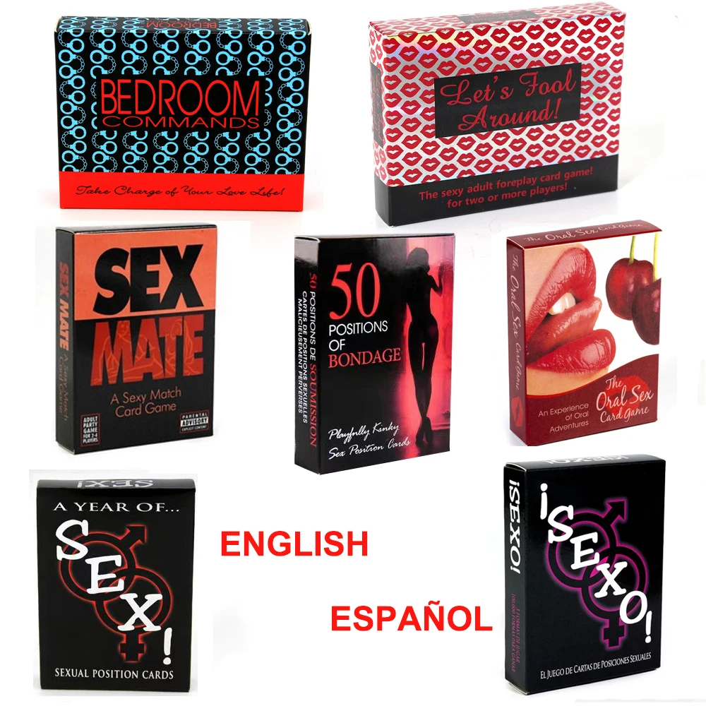 English & Spanish Sex Card Game Adult Board Game Explore 50 Kinds of Card Play Bedroom Commands for Valentine's Day Couples