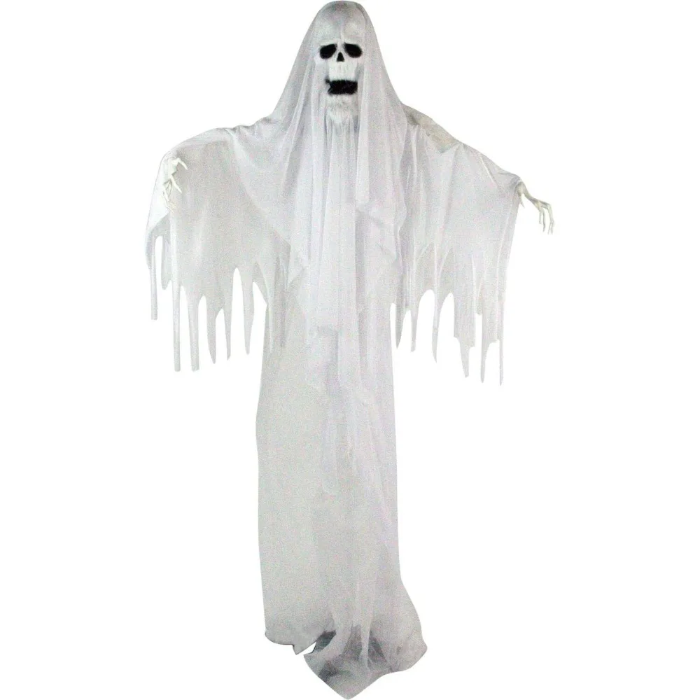 Life-Size Scary Talking Ghost Halloween Animatronic with Touch Activated Lights and Sound, Battery Outdoor Halloween Decorations