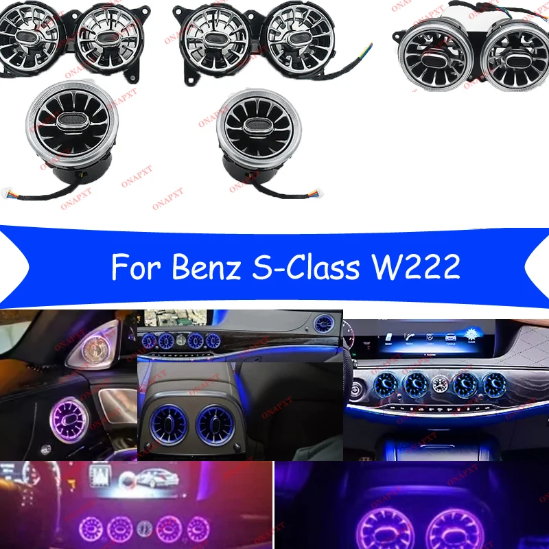 

For Mercedes Benz W222 S-Class S350 S450L S500 S560 Interior Ambient Ligh RGB Turbine Nozzle 7/64 Colours LED Air Vent