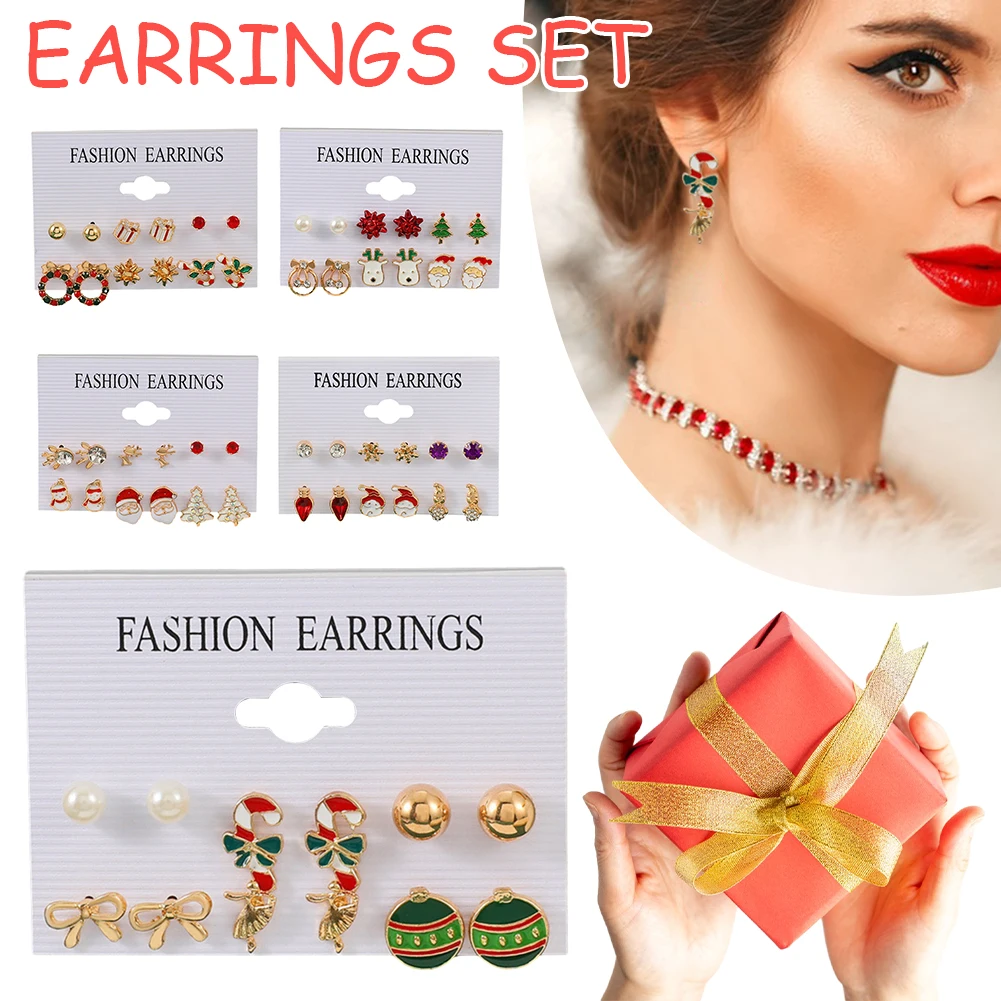 Christmas Gifts Lovely Christmas Style Ear Studs Set Personalized All-match Ear Dangler Gift For Chirstmas New In Earrings