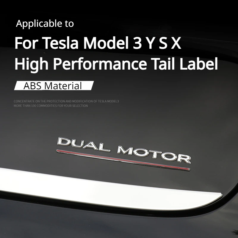 Logo coda per Tesla Model 3 Y S X DUAL MOTOR Letters Emblem 3D Auto Styling Fender Badge emblemi Model3 accessori decorativi