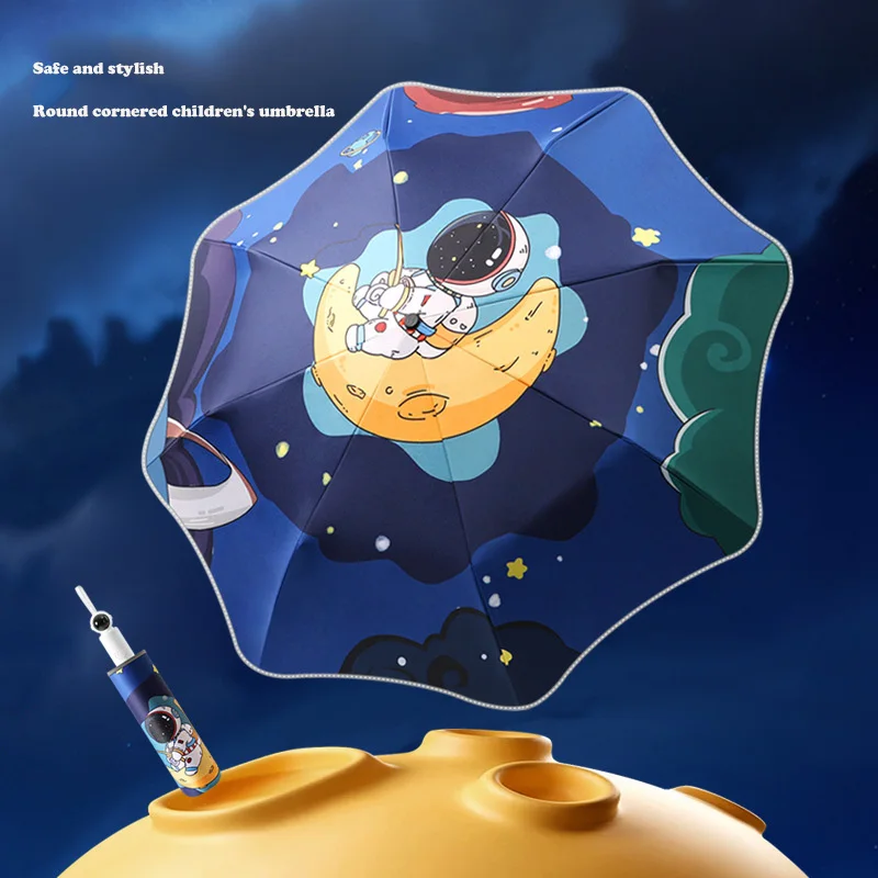 

Детский зонт, тройная светоотражающая полоса, зонтик от солнца, зонтик с рисунком астронавта, двойного назначения, черный клей, солнцезащитный зонт