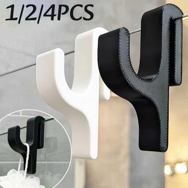 

Комплект из 1-4 шт. 3D-крючков-зажимов для душевой двери без сверления, вешалка для полотенец, одежды, халатов, органайзер для ванной комнаты