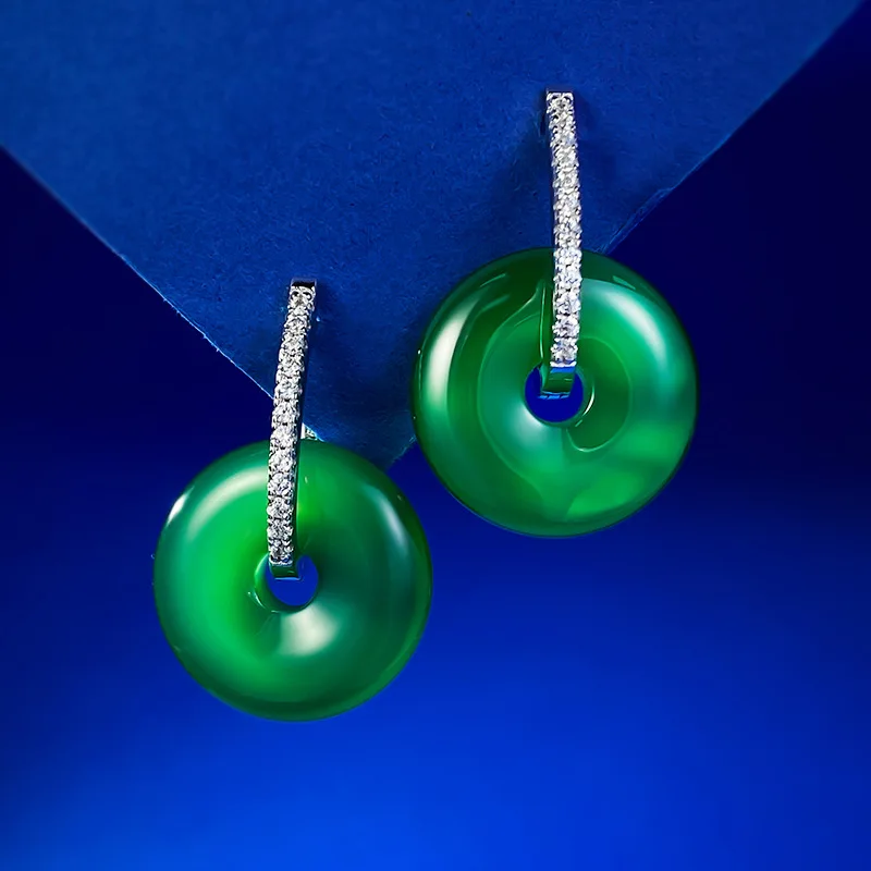 

Chalcedony Drop Earrings Fashion Jewelry for Women Girl Lady Gift