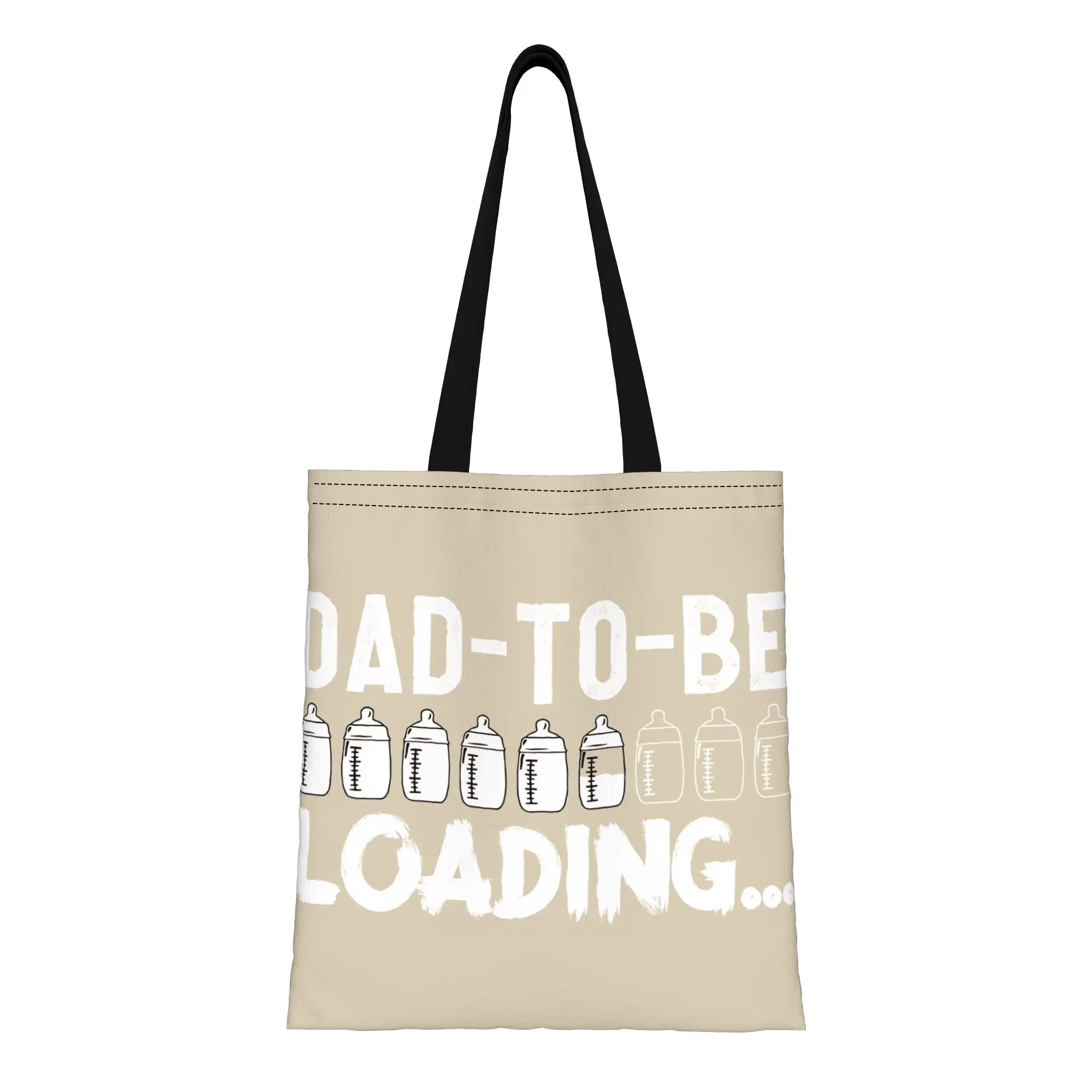 1PC Large Capacity Father To Be Father's Day Gift Canvas Tote Bag Foldable Chic Pattern No Closed Design