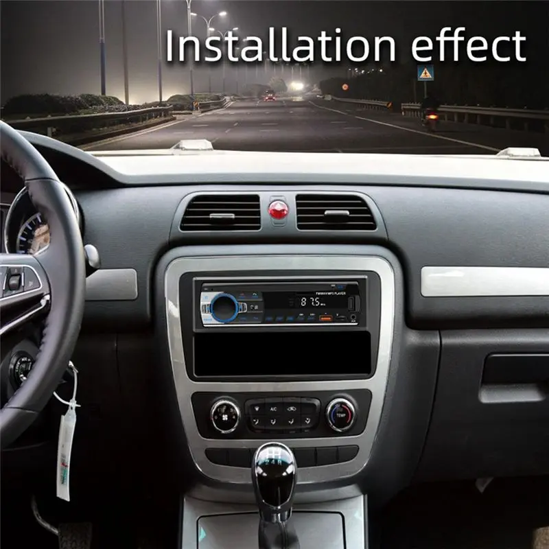Compact 1-DIN Car Stereo With Bluetooth, FM Radio, And AUX-In For Optimal Audio Entertainment-M54K