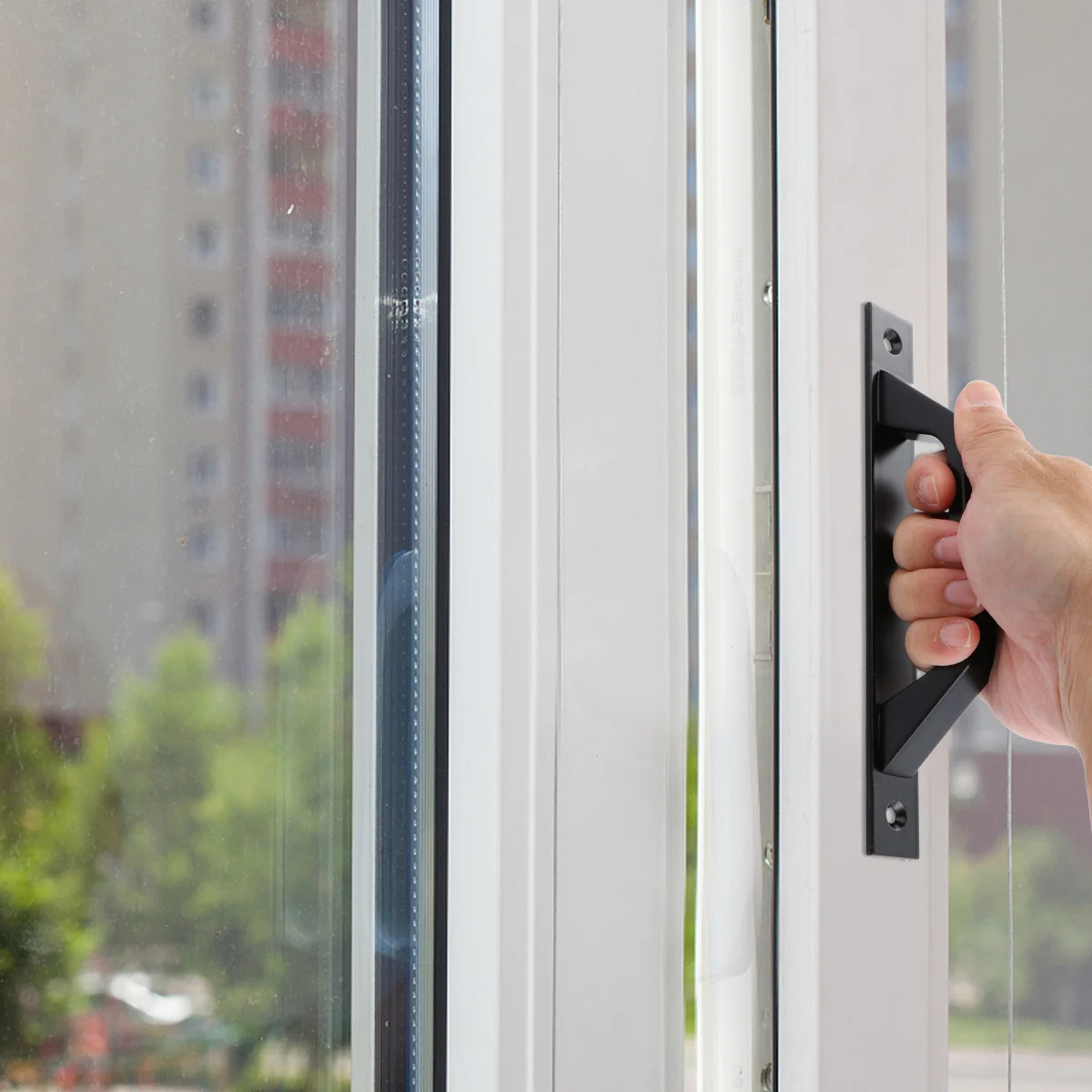 

Aluminum Alloy Door Handle Black Durable Sliding Barn Gate Pull Vintage Industrial Style Door Pull for Indoor Outdoor Cabinet