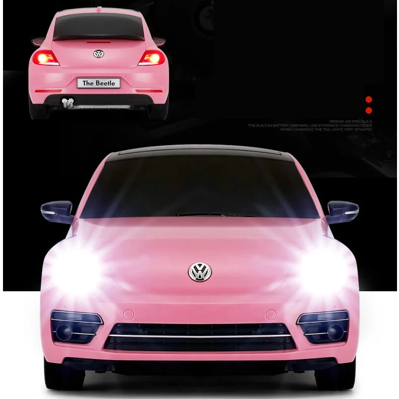 Volkswagen Pretty Pink RC Car 1/14 Scale Remote Control Car Model Radio Controlled Auto Machine Toy Gift for Kids Girls