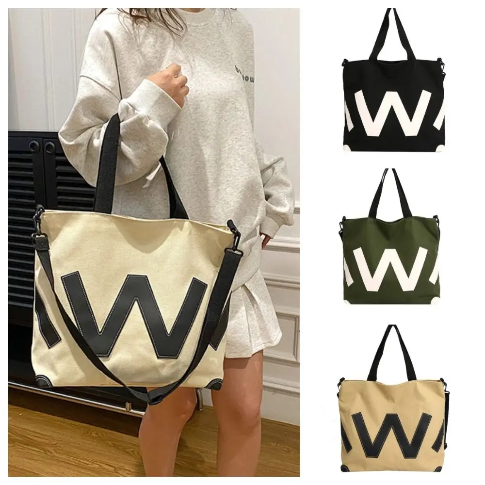 

Letter Print Canvas Tote Bag Portable Handbag Mommy Bag Large Capacity Handbag Large Capacity Shopping Bag Shoulder Bag Outdoor