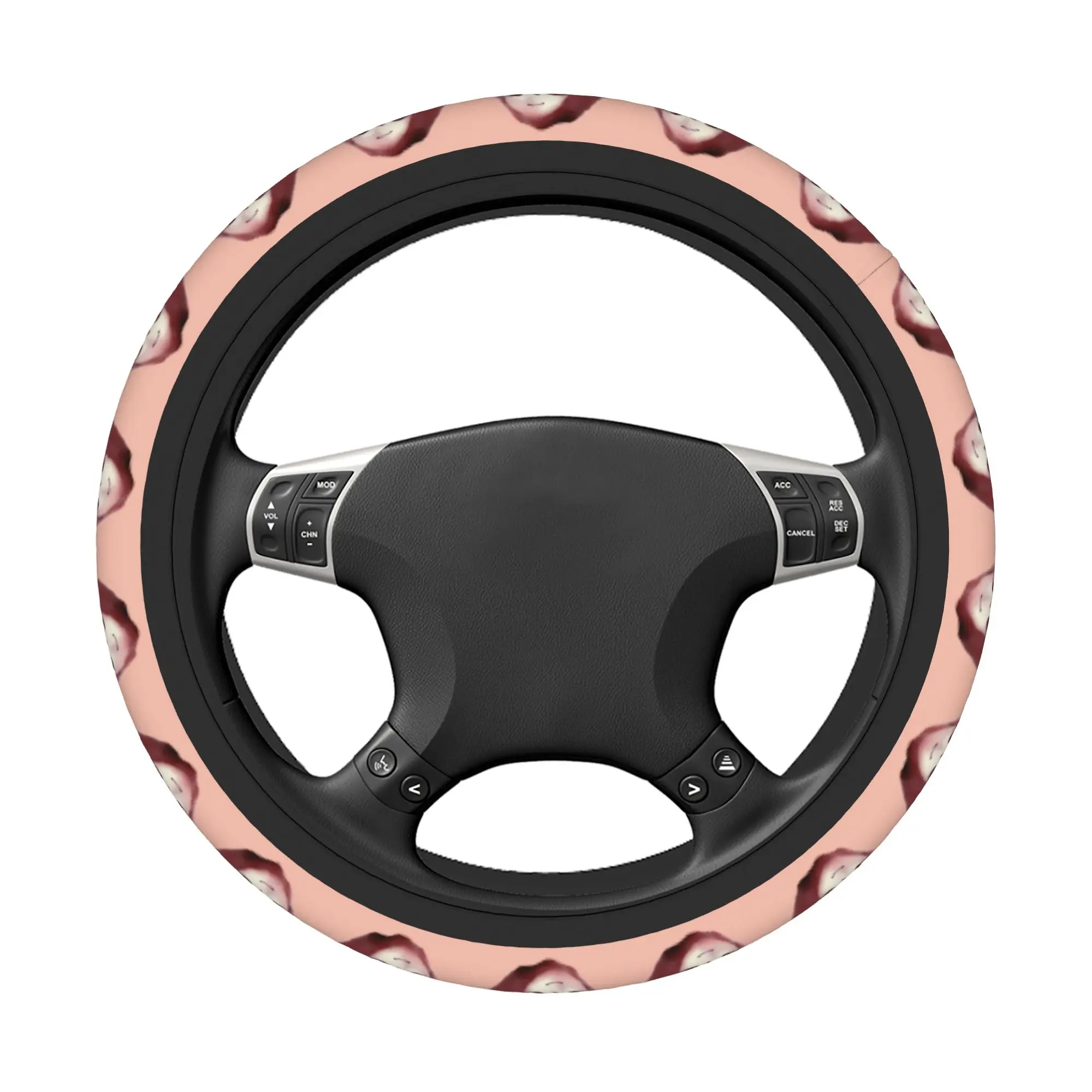 Apples Creative Kasanes Expression Tetoes Car Steering Wheel Cover 38cm Universal Elastic Funny Auto Steering-Wheel Accessories