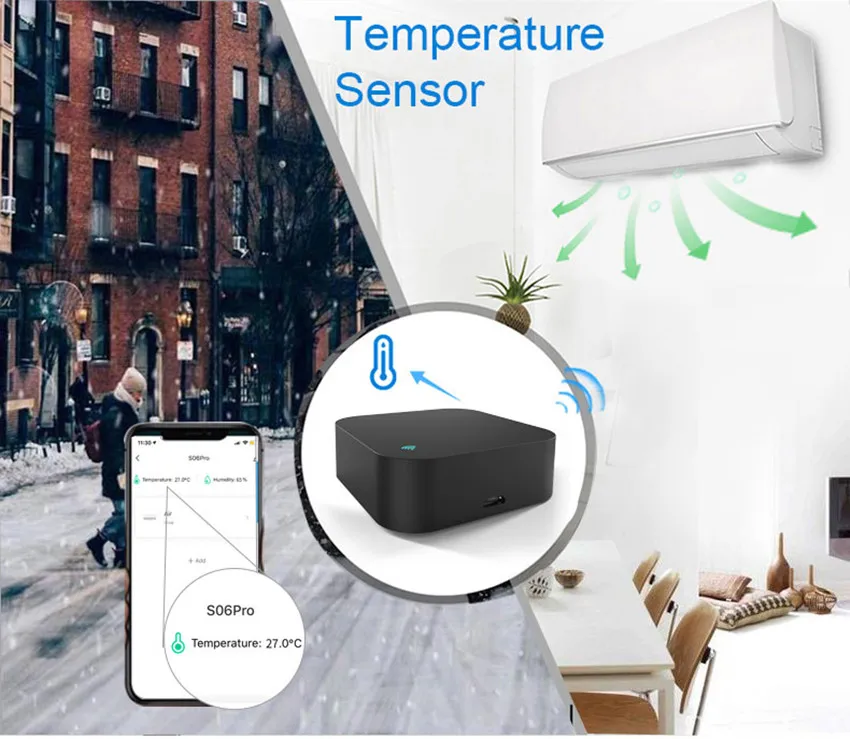 Tuya inteligente ir controle remoto sensor de temperatura e umidade embutido para ar condicionado tv dvd ac funciona com alexa google casa