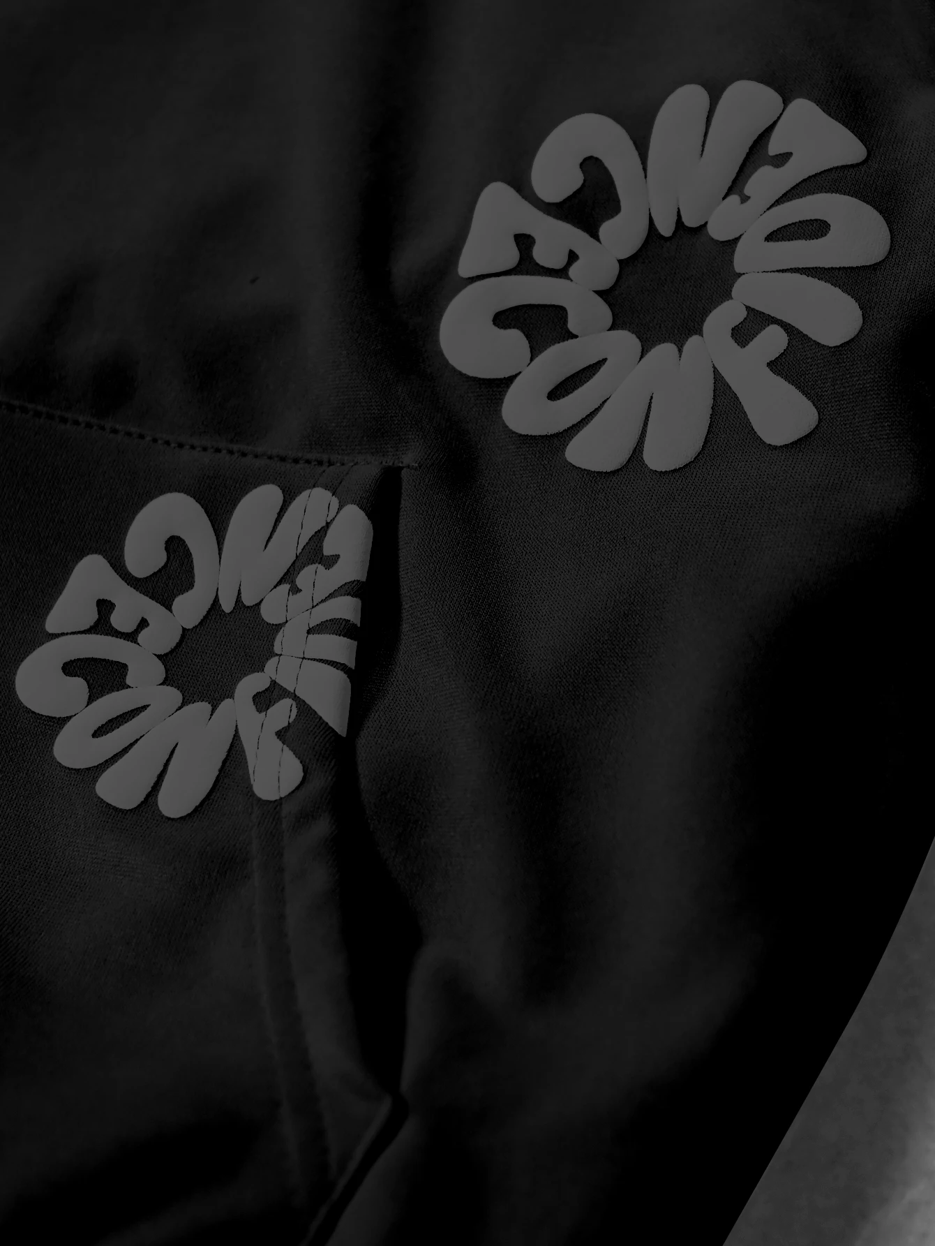 Men's Streetwear Hoodie Brand 3D Puff Print Floral Letter Polyester Black Kangaroo Pocket Pullover Hoodie S-2XL All Size 1Pc - view 5